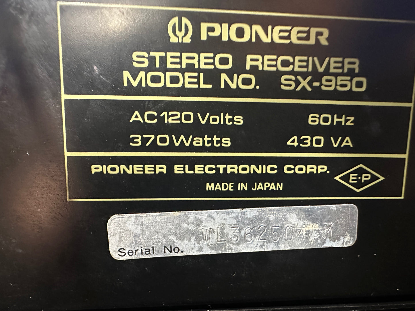 **SERVICED** Pioneer SX-950 Vintage Stereo Receiver